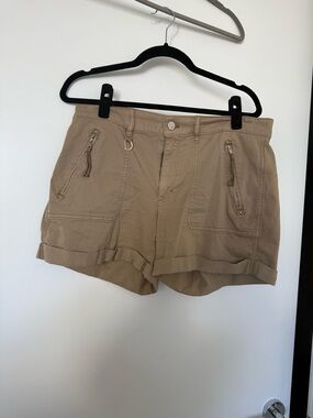 White House Black Market Khaki Cargo Shorts with Zip Pockets